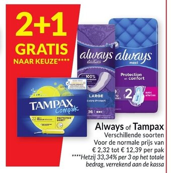 Intermarché Always of Tampax aanbieding