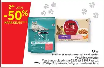 Intermarché One Brokken of pouches voor katten of honden aanbieding