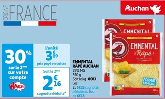Auchan EMMENTAL RAPE 350g aanbieding