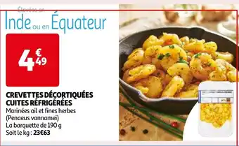 CREVETTES DÉCORTIQUÉES CUITES RÉFRIGÉRÉES La barquette de 190 g