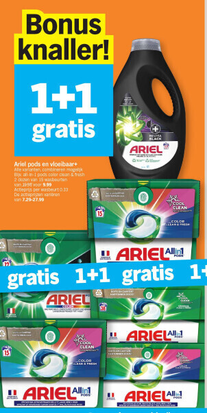 Albert Heijn Ariel pods en vloeibaar+ aanbieding