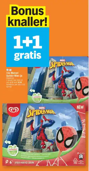 Albert Heijn Ola marvel spider-man ijs aanbieding