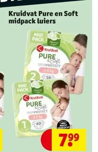 Kruidvat Kruidvat pure en soft midpack luiers aanbieding