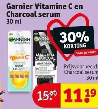 Kruidvat Garnier vitamine c en charcoal serum 30 ml aanbieding