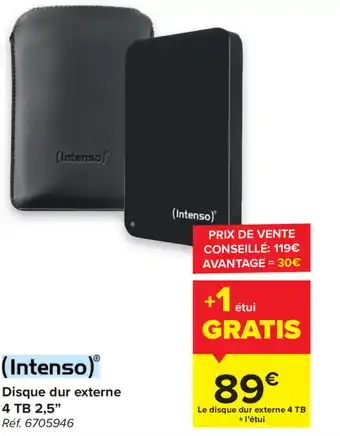Carrefour Intenso Disque dur externe 4 TB 2,5" aanbieding