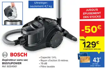 Carrefour BOSCH Aspirateur sans sac BGS1UPOWER aanbieding
