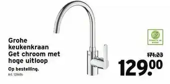 GAMMA Grohe keukenkraan get chroom met hoge uitloop aanbieding