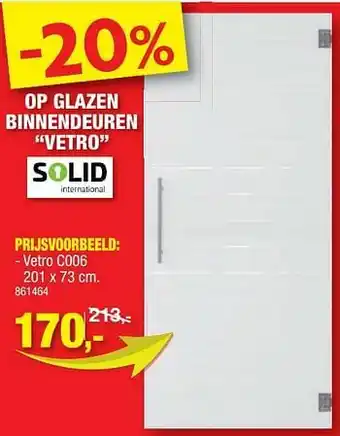 Hubo Glazen binnendeuren vetro c006 aanbieding