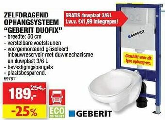 Hubo Zelfdragend ophangsysteem geberit duofix aanbieding