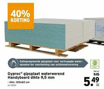 GAMMA Gyproc gipsplaat waterwerend handyboard aanbieding
