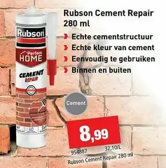 Hubo Rubson cement repair aanbieding