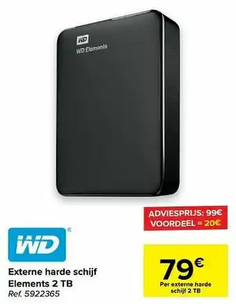 Carrefour Externe harde schijf elements 2 tb aanbieding