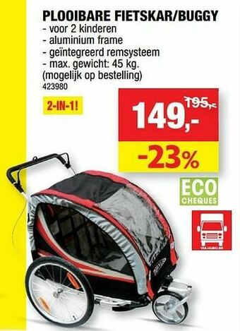 Hubo Plooibare fietskar-buggy aanbieding