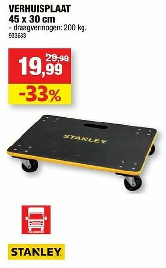 Hubo Verhuisplaat aanbieding