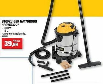 Hubo Powerplus stofzuiger nat-droog powx322 aanbieding