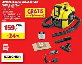 Kärcher compacte accu alleszuiger wd1 compact