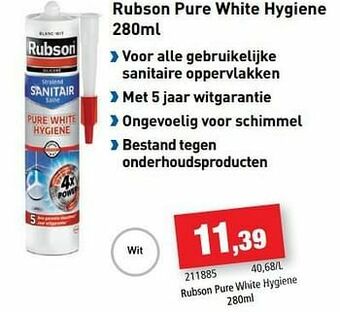 Hubo Rubson pure white hygiene aanbieding