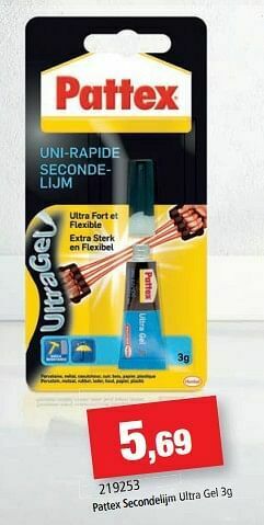 Hubo Pattex secondelijm ultra gel aanbieding