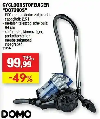 Hubo Domo elektro cycloonstofzuiger do7290s aanbieding
