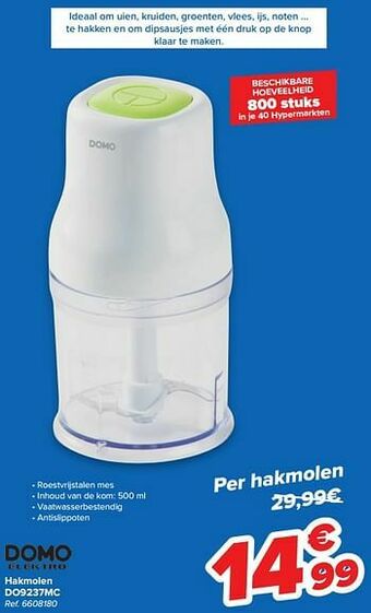 Carrefour Domo elektro hakmolen do9237mc aanbieding