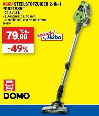 Domo elektro accu steelstofzuiger 2-in-1 do219sv