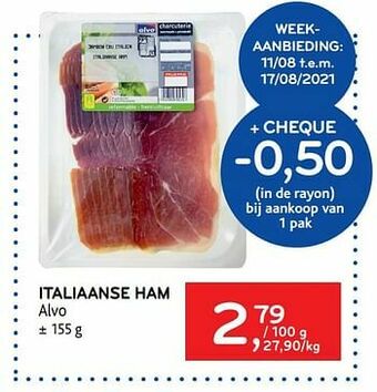 Alvo Italiaanse ham alvo aanbieding