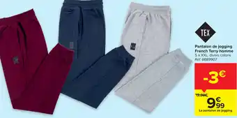 Carrefour TEX Pantalon de jogging french terry homme aanbieding