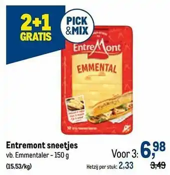 Makro Entremont sneetjes emmentaler aanbieding