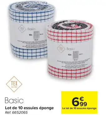 Carrefour TEX HOME Basic lot de 10 essuies eponge aanbieding