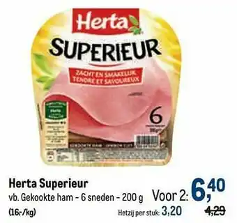 Makro Herta superieur gekookte ham aanbieding