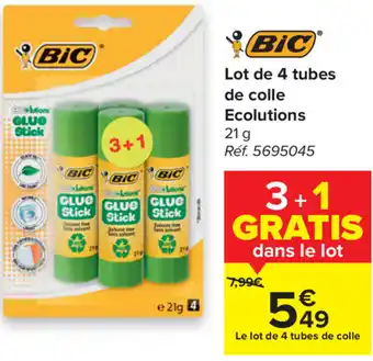 Carrefour BIC Lot de 4 tubes de colle ecolutions aanbieding