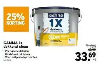 GAMMA Gamma 1x dekkend clean aanbieding