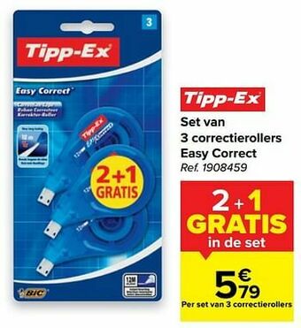 Carrefour Set van 3 correctierollers easy correct aanbieding