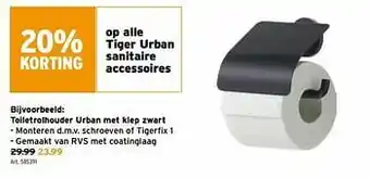 GAMMA Toiletrolhouder urban met klep zwart aanbieding