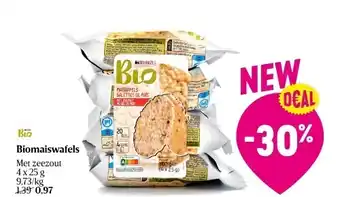 Delhaize Biomaiswafels met zeezout 4 x 25 g aanbieding