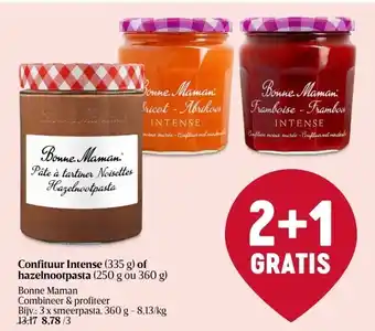 Delhaize Confituur intense (335 g) of hazelnootpasta aanbieding