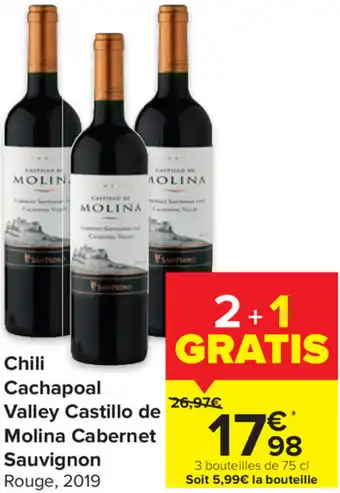 Carrefour Chili cachapoal valler castillo de molina cabernet sauvignon aanbieding