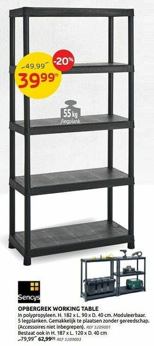 Brico Opbergrek working table aanbieding