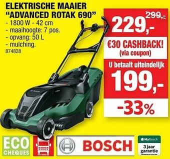 Hubo Bosch elektrische maaier advanced rotak 690 aanbieding