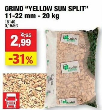 Hubo Grind yellow sun split aanbieding