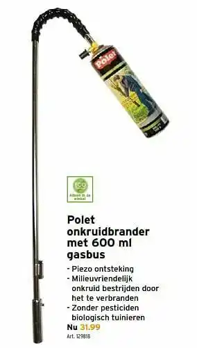 Polet onkruidbrander met gasbus