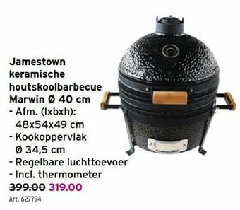 Jamestown keramische houtskoolbarbecue marwin