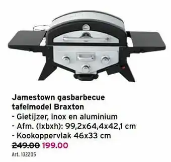 Jamestown gasbarbecue tafelmodel braxton