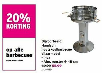 Handson houtskoolbarbecue pilaarmodel