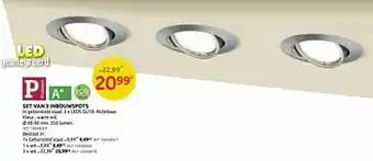 Brico Set van 3 inbouwspots aanbieding