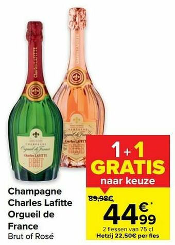 Carrefour Champagne charles lafitte orgueil de france brut of rosé aanbieding