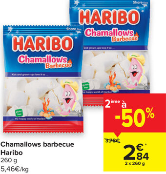 Carrefour Chamallows barbecue haribo 260g aanbieding
