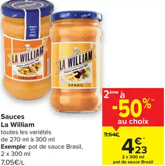 Carrefour Sauces la william 300ml aanbieding