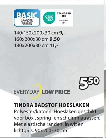 Jysk Tindra badstof hoeslaken aanbieding