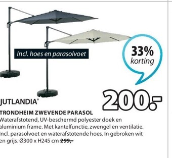 Jysk Trondheim zwevende parasol aanbieding
